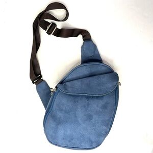Travelon Blue Micro-Suede Expandable Sling Bag